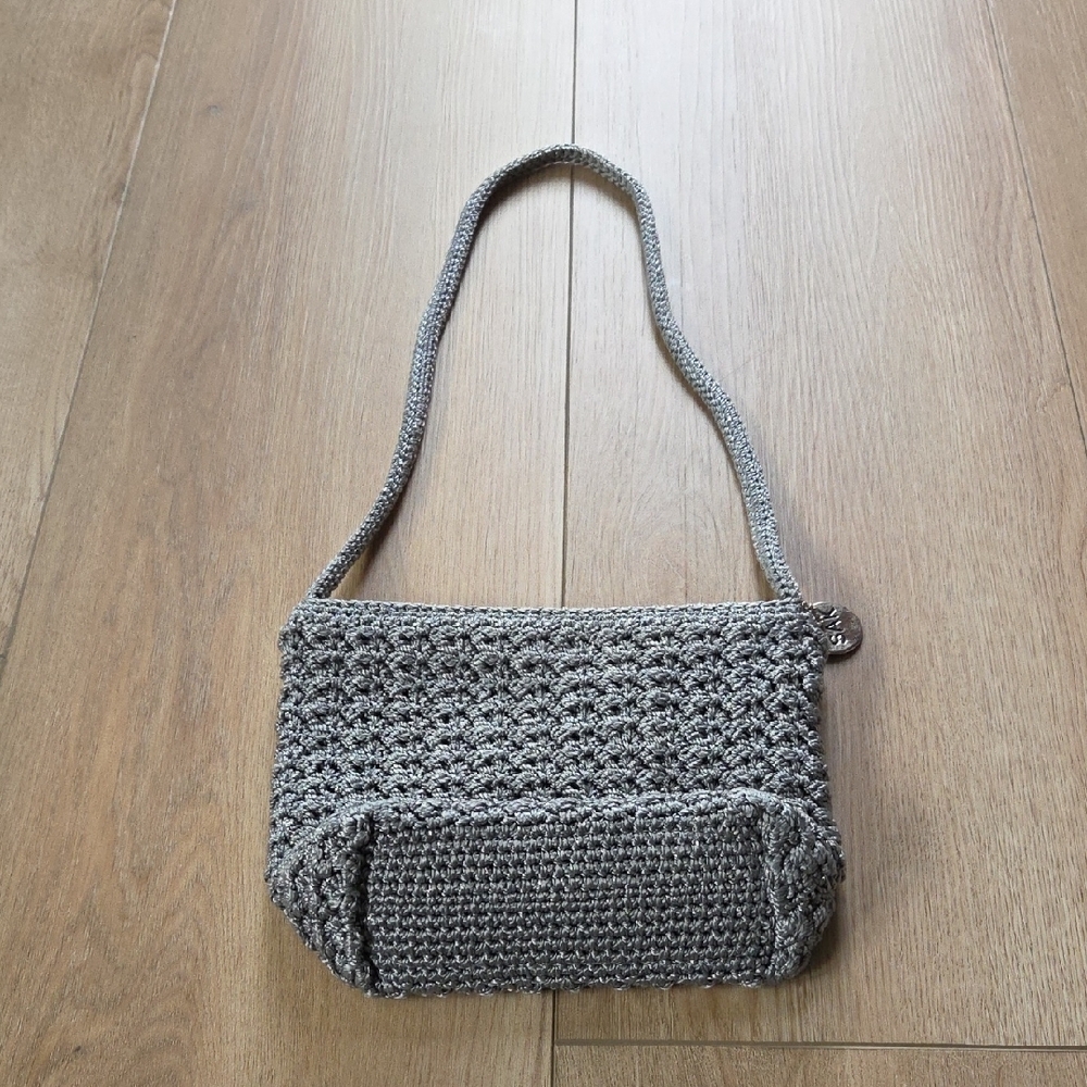 The Sak Gray Handcrafted Shoulder Bag with Textured Design